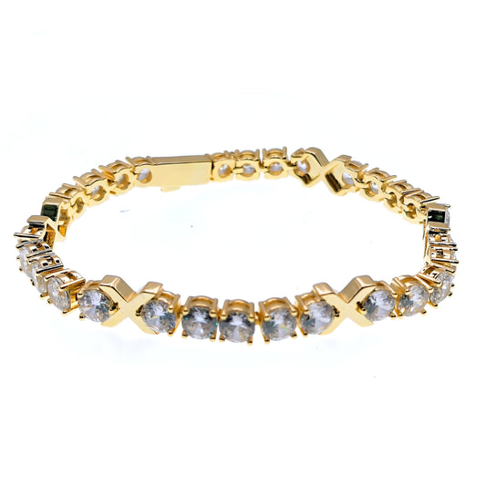 gemma owen inspired cubic zirconia kiss bracelet in gold - Mia Ishaaq