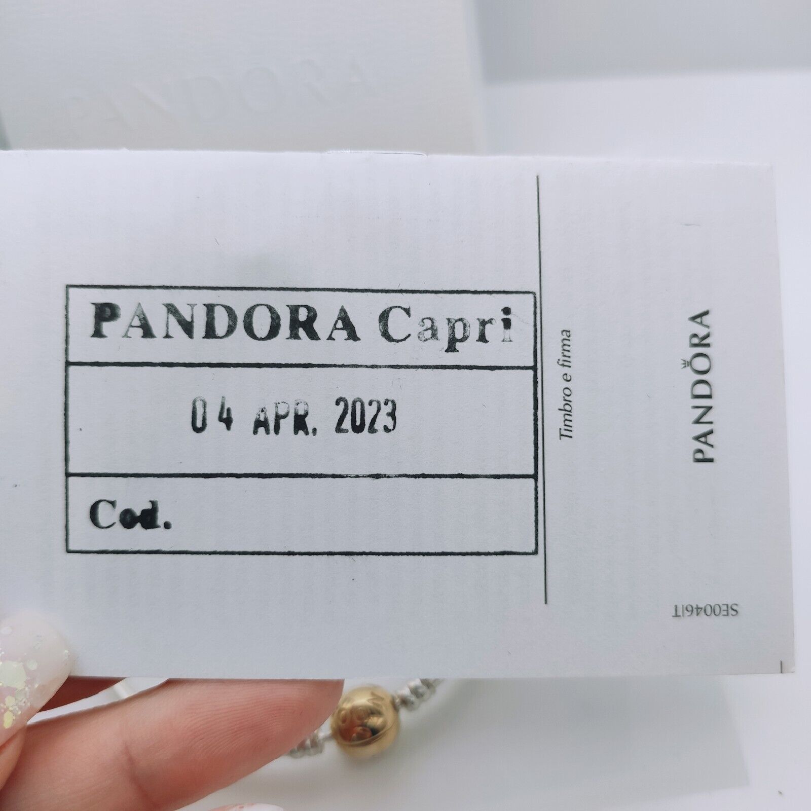 Pandora authenticity certificate for a bracelet - Mia Ishaaq