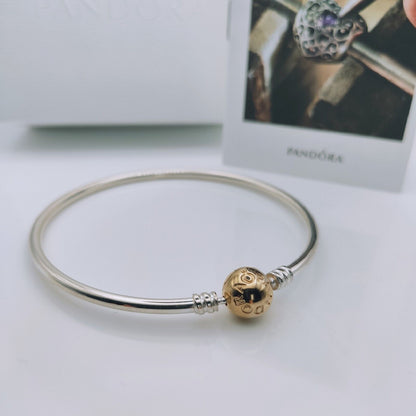 Pandora Moments 14k Gold Ball Clasp Bangle Bracelet - Mia Ishaaq