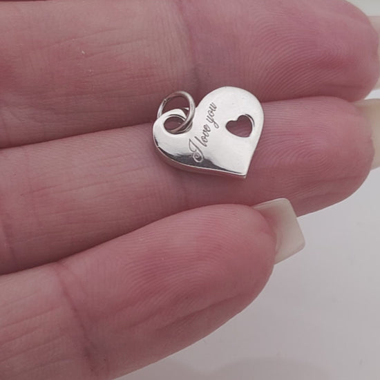 925 sterling silver i love you engraved message heart tag - Mia Ishaaq