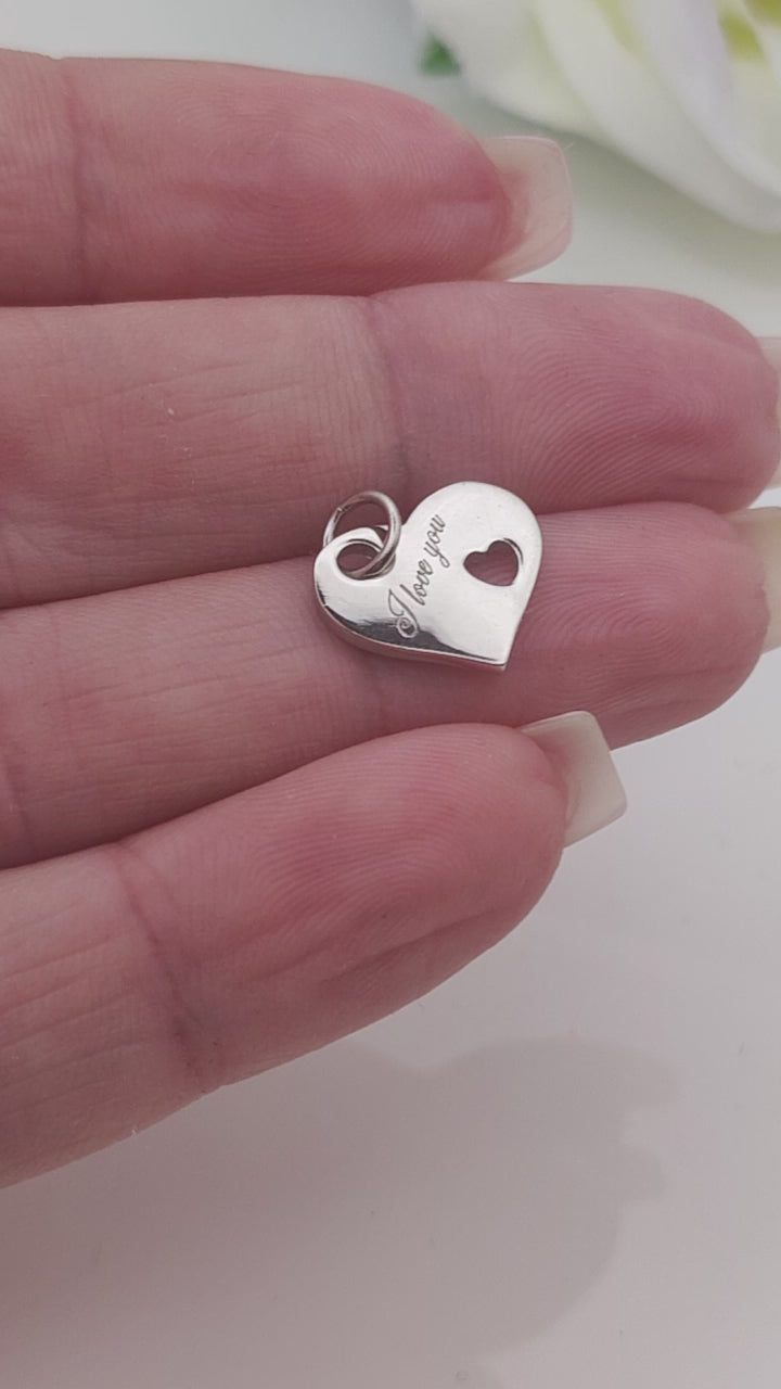 925 sterling silver i love you engraved message heart tag - Mia Ishaaq