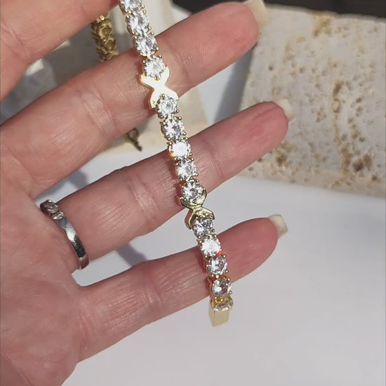 gemma owen inspired cubic zirconia kiss bracelet in gold - Mia Ishaaq