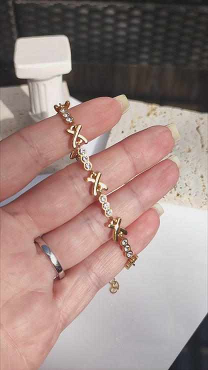 Gemma Gold XO Cross Crystal Bracelet