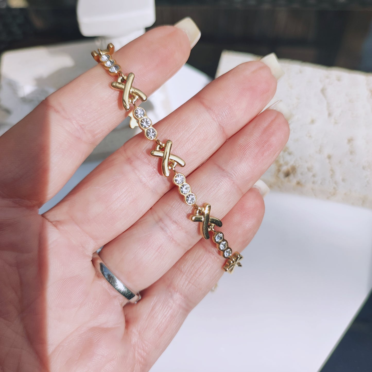 Gemma Gold XO Cross Crystal Bracelet