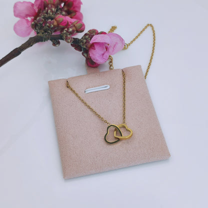 18k gold plated stainless steel eternal love twin hearts necklace - Mia Ishaaq