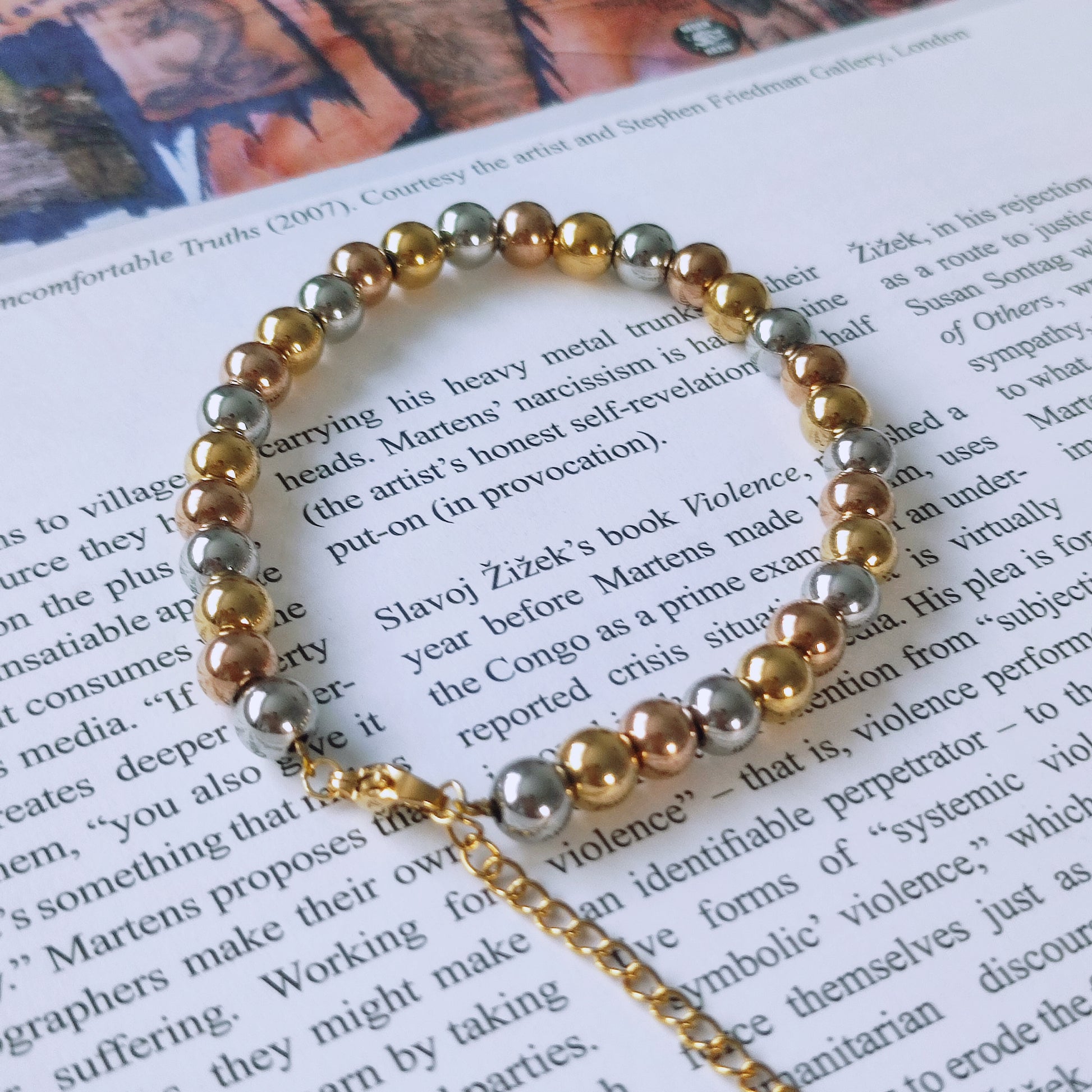 18k gold plated stainless steel waterproof water-resistant non-tarnish silver gold rose gold beaded bracelet - Mia Ishaaq