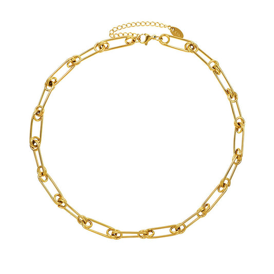 18k gold plated stainless steel waterproof water-resistant non-tarnish paper clip link chain choker necklace - Mia Ishaaq