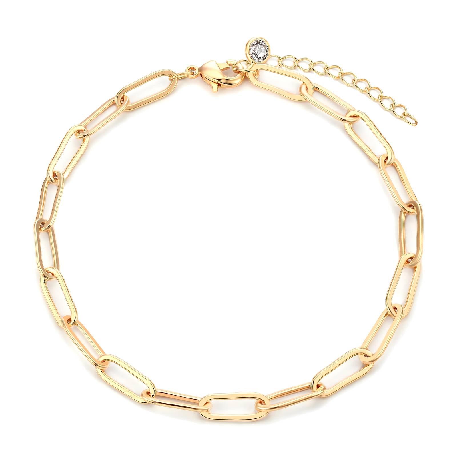 18k gold plated stainless steel waterproof water-resistant non-tarnish link chain bracelet - Mia Ishaaq