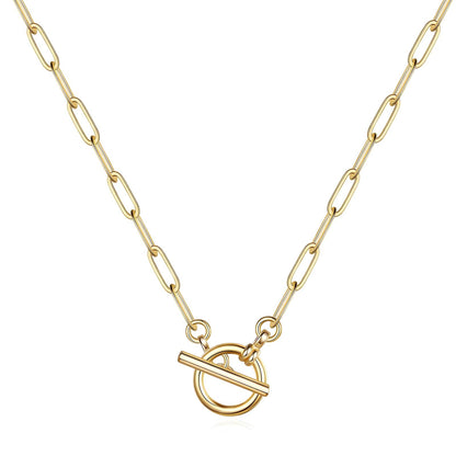 18k gold plated stainless steel link chain t-bar choker necklace - Mia Ishaaq