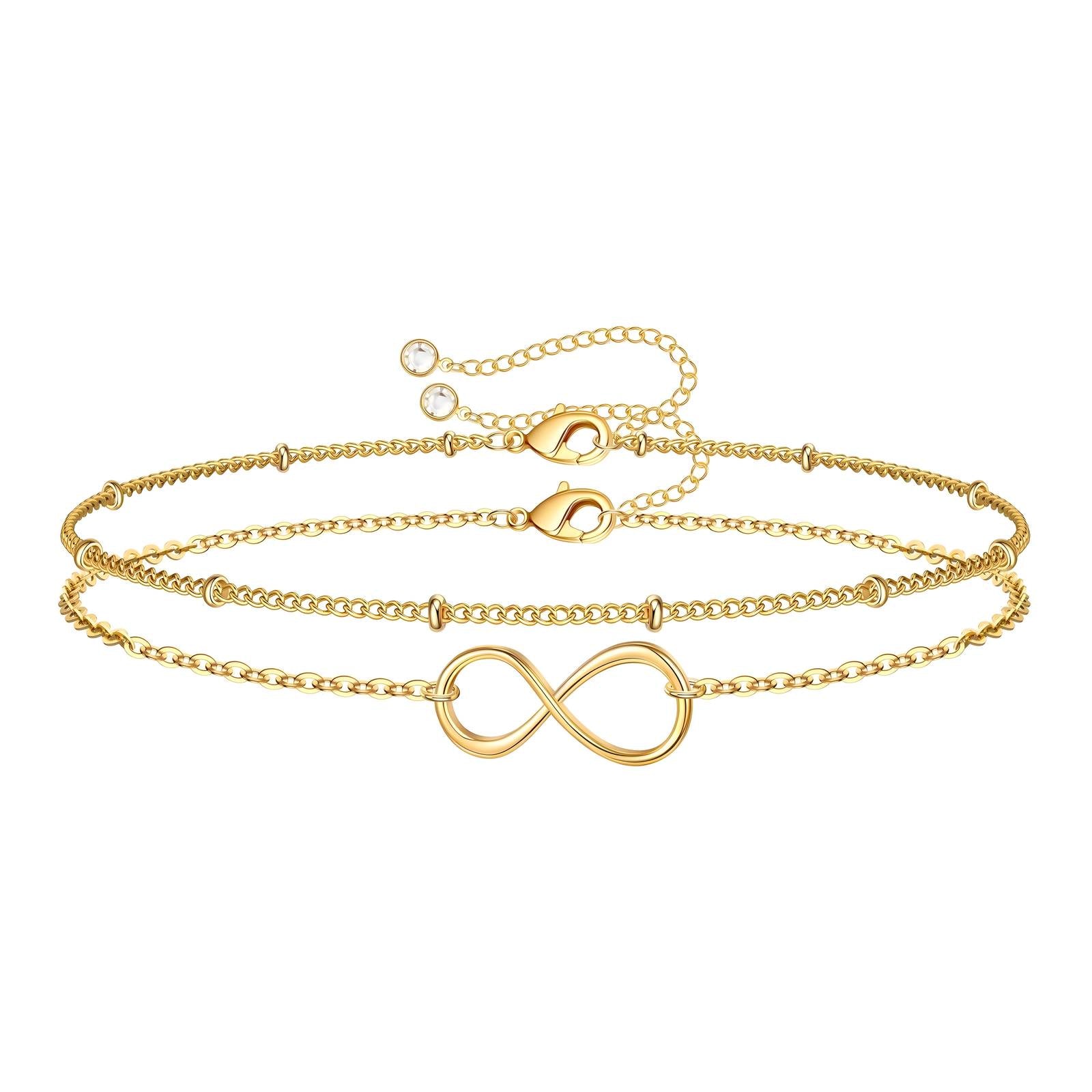 18k gold plated stainless steel waterproof water-resistant non-tarnish twin chain infinity bracelet - Mia Ishaaq