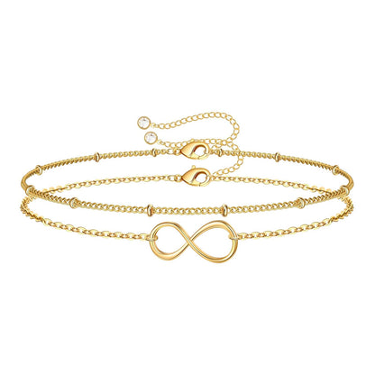 18k gold plated stainless steel waterproof water-resistant non-tarnish twin chain infinity bracelet - Mia Ishaaq