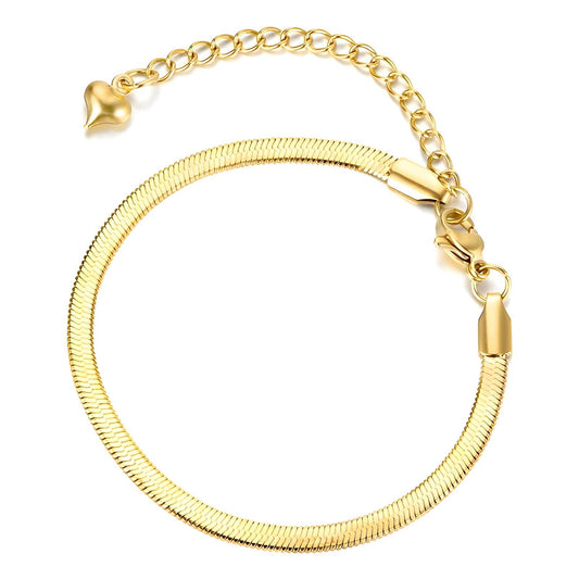 18k gold plated stainless steel waterproof water-resistant non-tarnish snake chain bracelet - Mia Ishaaq