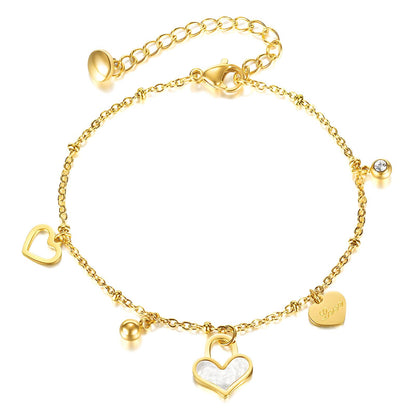 18K Gold Plated Stainless Steel Hearts Bracelet - Mia Ishaaq