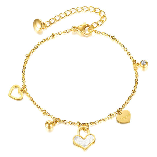 18K Gold Plated Stainless Steel Hearts Bracelet - Mia Ishaaq