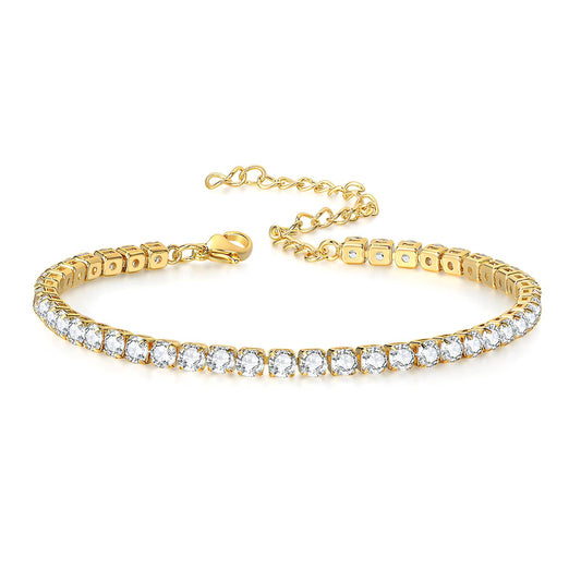 18k gold plated stainless steel adjustable tennis bracelet - Mia Ishaaq
