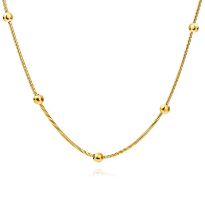 18k gold plated stainless steel beaded snake chain necklace - Mia Ishaaq