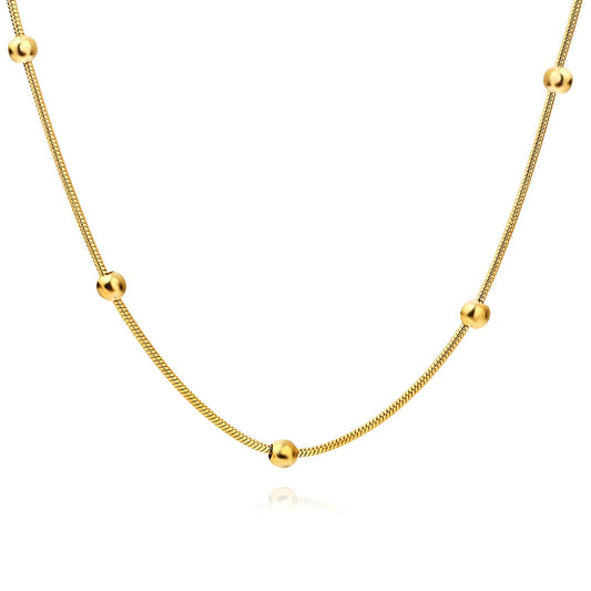 18k gold plated stainless steel beaded snake chain necklace - Mia Ishaaq
