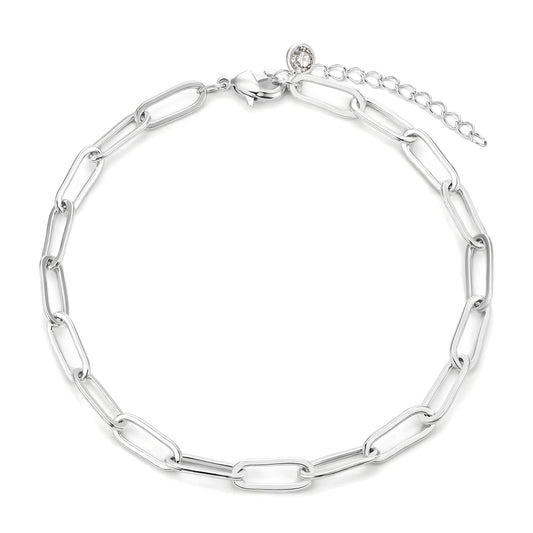 Stainless steel waterproof water-resistant non-tarnish silver classic link chain bracelet - Mia Ishaaq