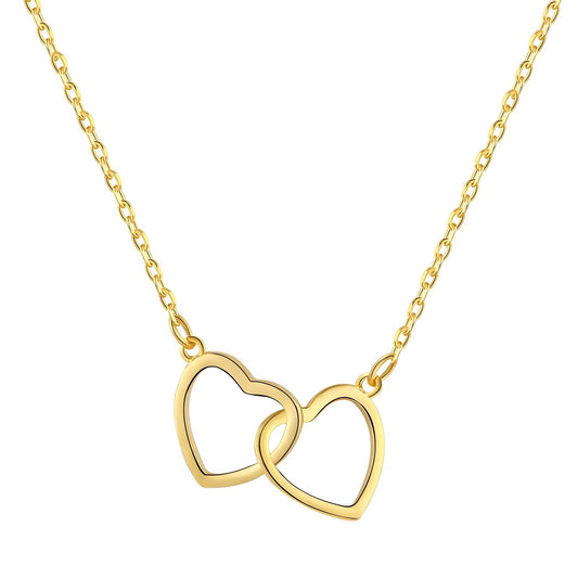 18k gold plated stainless steel eternal love twin hearts necklace - Mia Ishaaq