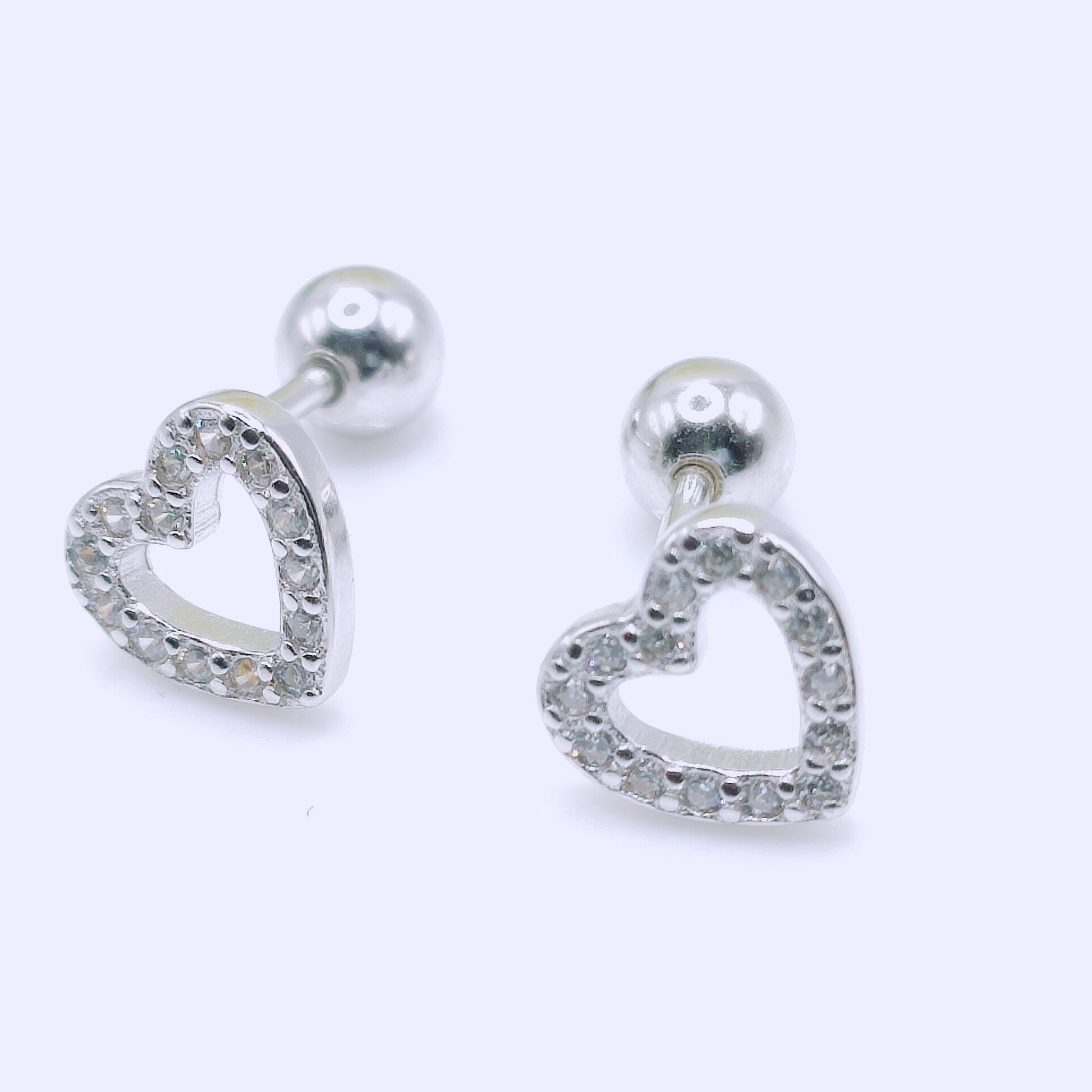 Sterling Silver Cubic Zirconia Heart Shape Stud Earrings - Mia Ishaaq