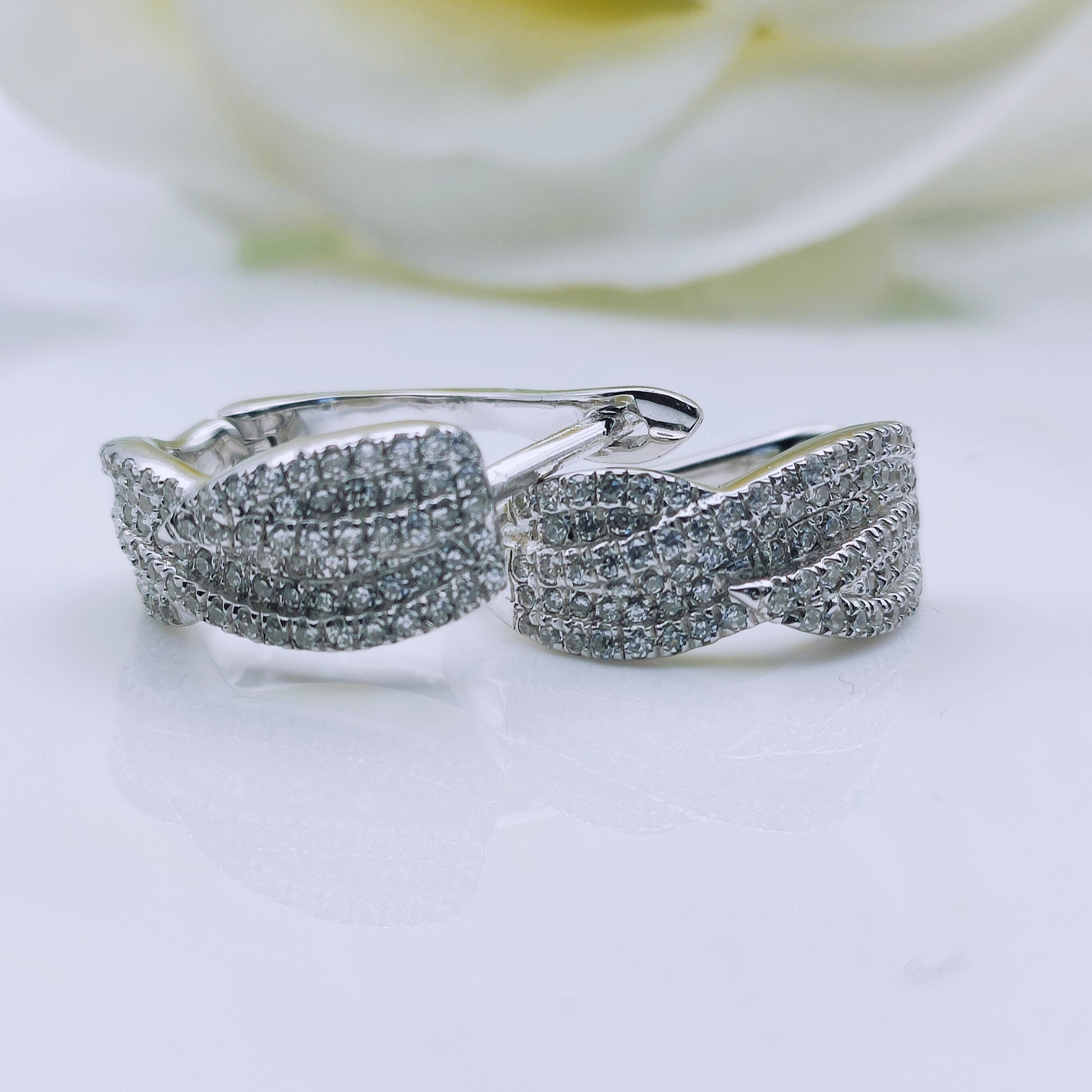 Sterling Silver Pave Cubic Zirconia Hoop Earrings - Mia Ishaaq