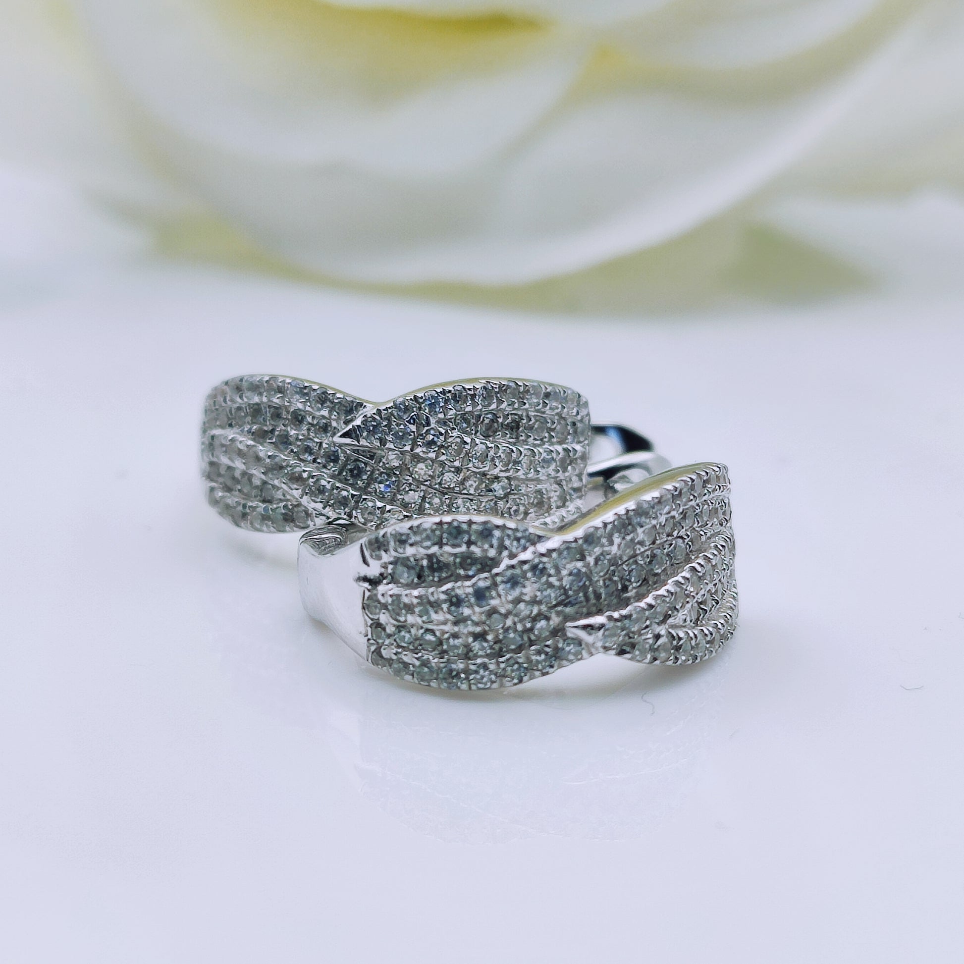 Sterling Silver Pave Cubic Zirconia Hoop Earrings - Mia Ishaaq