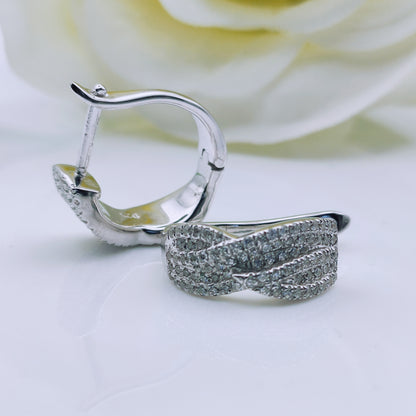 Sterling Silver Pave Cubic Zirconia Hoop Earrings - Mia Ishaaq