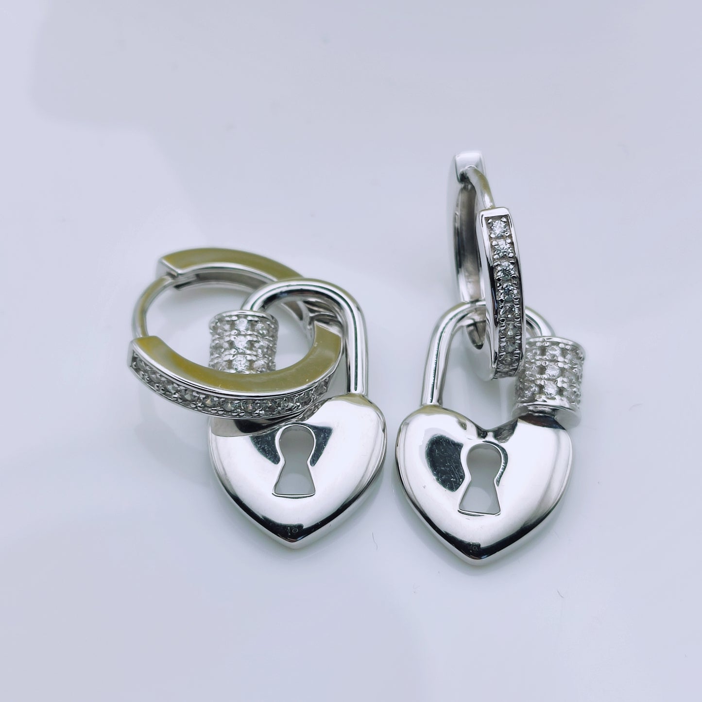 sterling silver heart lock drop earrings - Mia Ishaaq