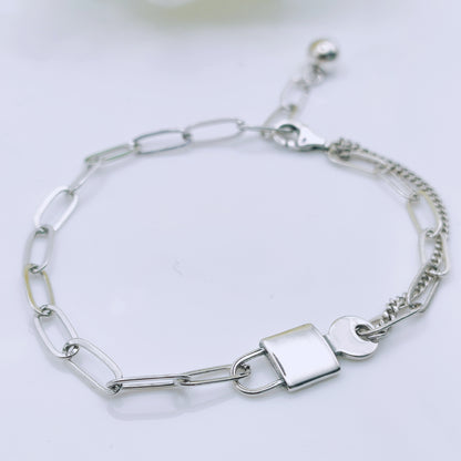 Sterling silver padlock and key link chain bracelet - Mia Ishaaq