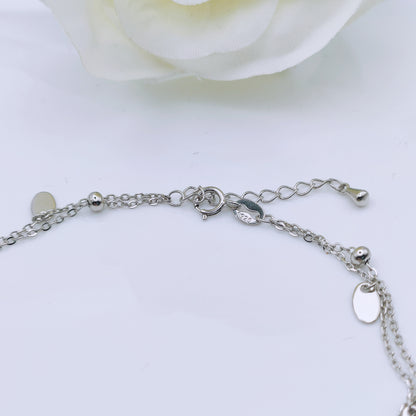 Sterling silver ball chain ornament double link bracelet anklet - Mia Ishaaq